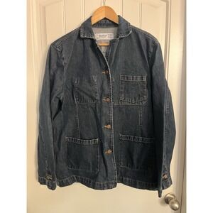 OshKosh Women's Button Up Denim Chore Jacket 100% Cotton Size XL Jean‎
